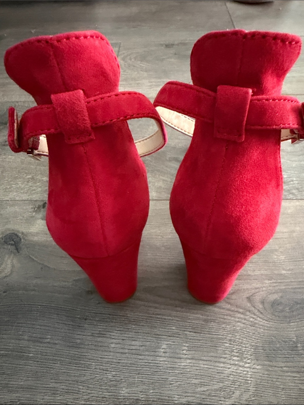 Vince Camuto Red Suede Open-Toe Ankle-Strap Heels - NEW - Picture 2 of 6